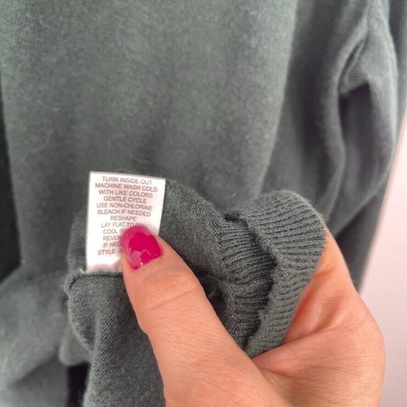 Love Ella Women's Dark green V-Neck Sweater - Picture 8 of 8